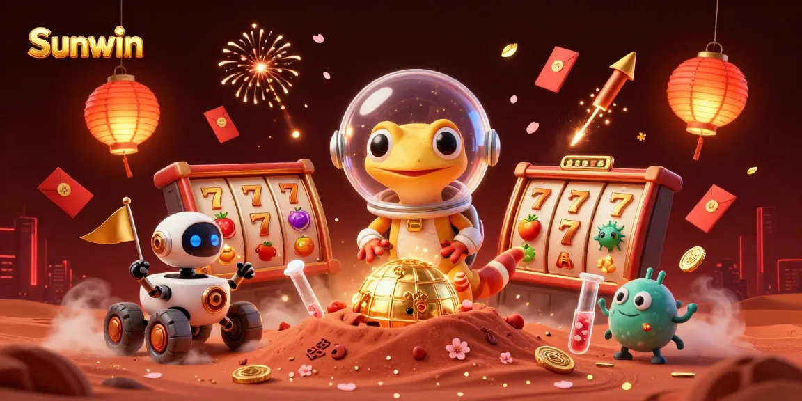 Experience the fun of slots with Sunwin in this vibrant casino scene.