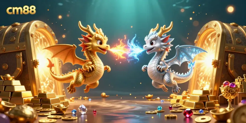 Experience the thrilling adventures of cm88 with vibrant dragons, treasures, and gambling excitement.