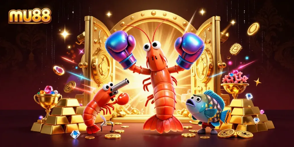 Engage in thrilling gameplay at mu88 with vibrant characters surrounded by glittering treasures.