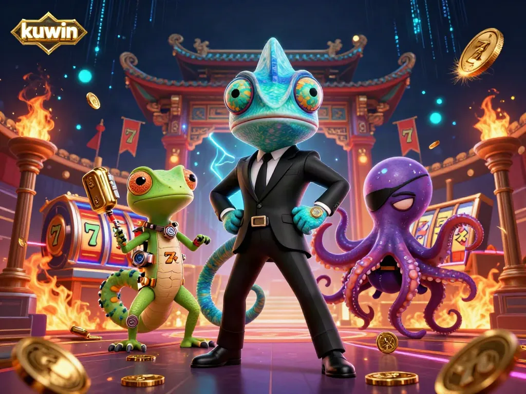 Experience thrilling gameplay at kuwin with vibrant characters and casino elements in a dynamic 3D scene.