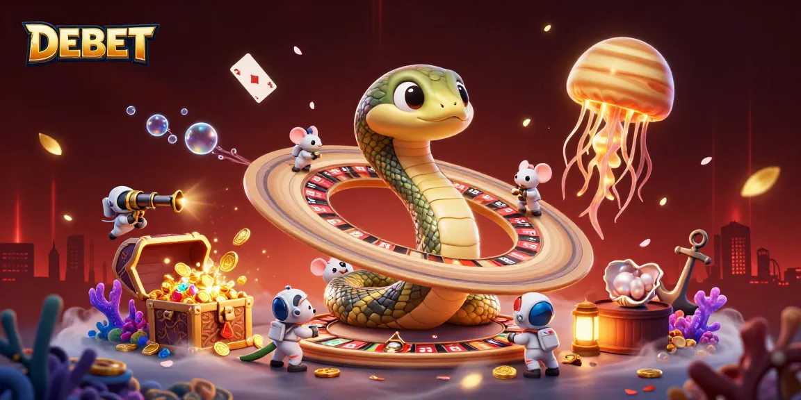 Engage with DEBET themed cosmic roulette as astronaut mice bet on Saturn's rings.