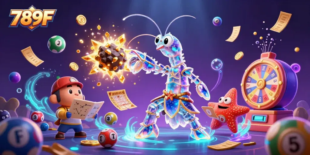 Engage in thrilling gameplay with 789F's vibrant illustrates casino action, featuring a galactic samurai and lively gambling elements.