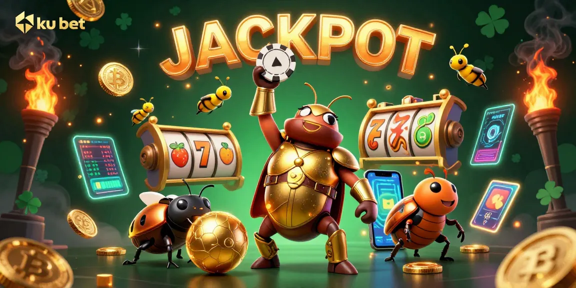 Experience the thrilling gameplay at ku bet with a vibrant jackpot scene featuring winning characters and casino elements.