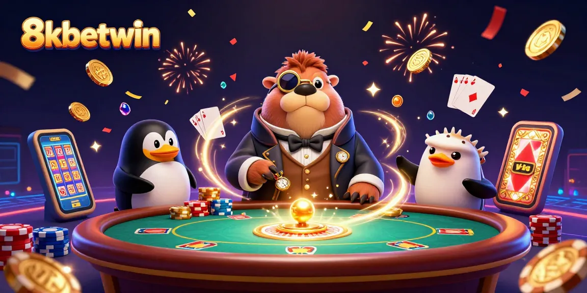 Experience thrilling gaming with 8kbetwin at an underwater poker table surrounded by fun casino elements.