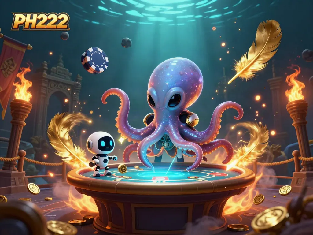 Win big with PH222 at the cosmic poker table, where alien friends gamble in style.