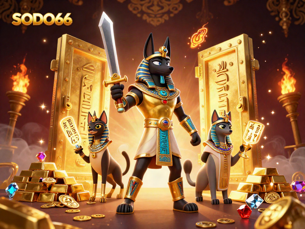 SODO66 captures the thrill of gaming with an exciting ancient Egyptian warrior and captivating treasures.