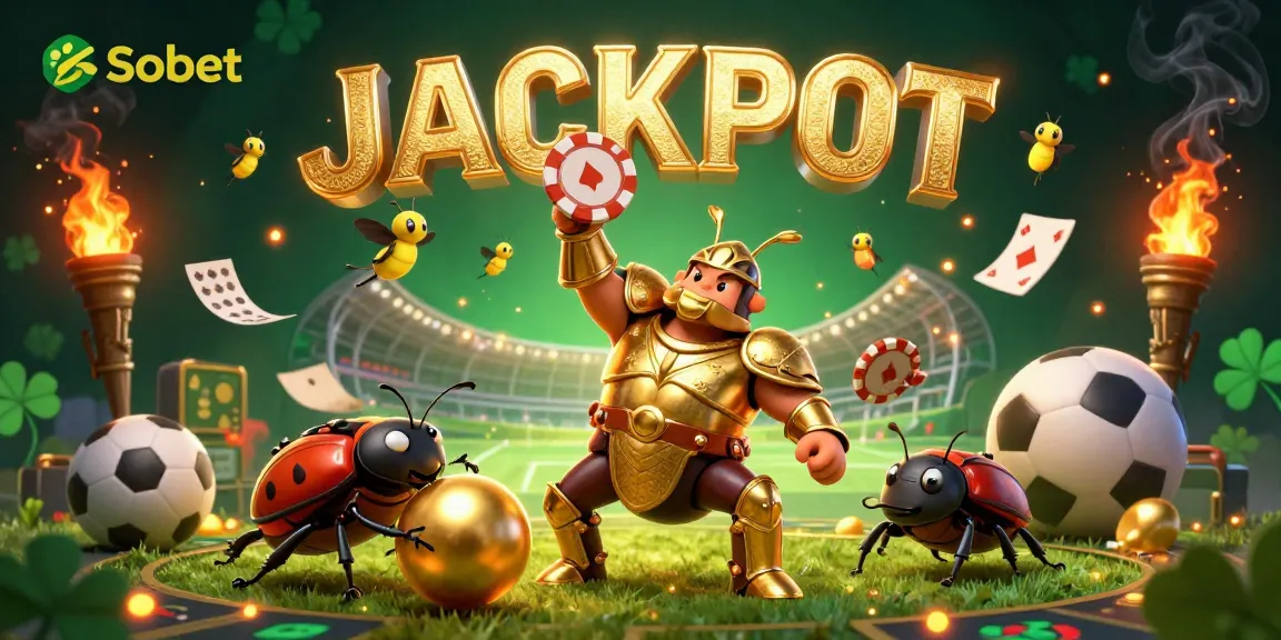 Engage in Sbobet sports betting with vibrant 3D action featuring a hero beetle and dynamic game elements.
