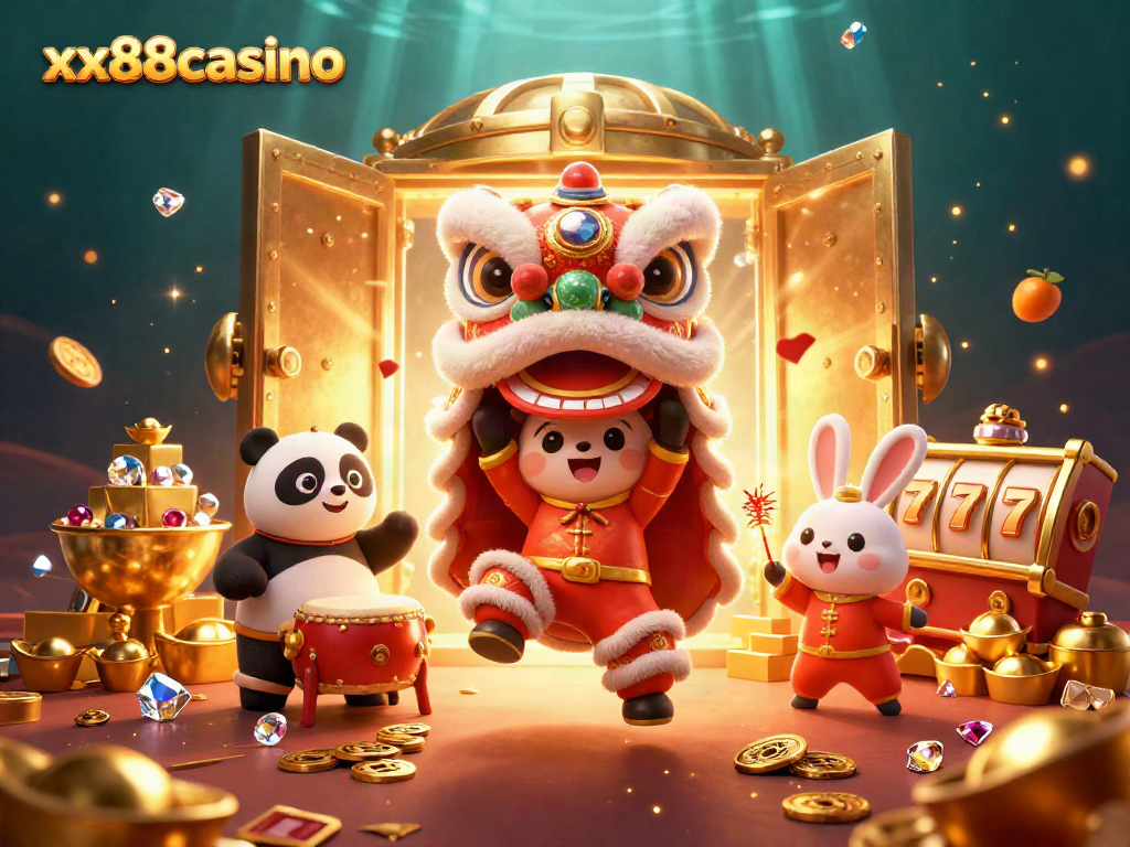 Experience the thrill of xx88casino with lively characters, gold treasures, and dynamic gaming elements.