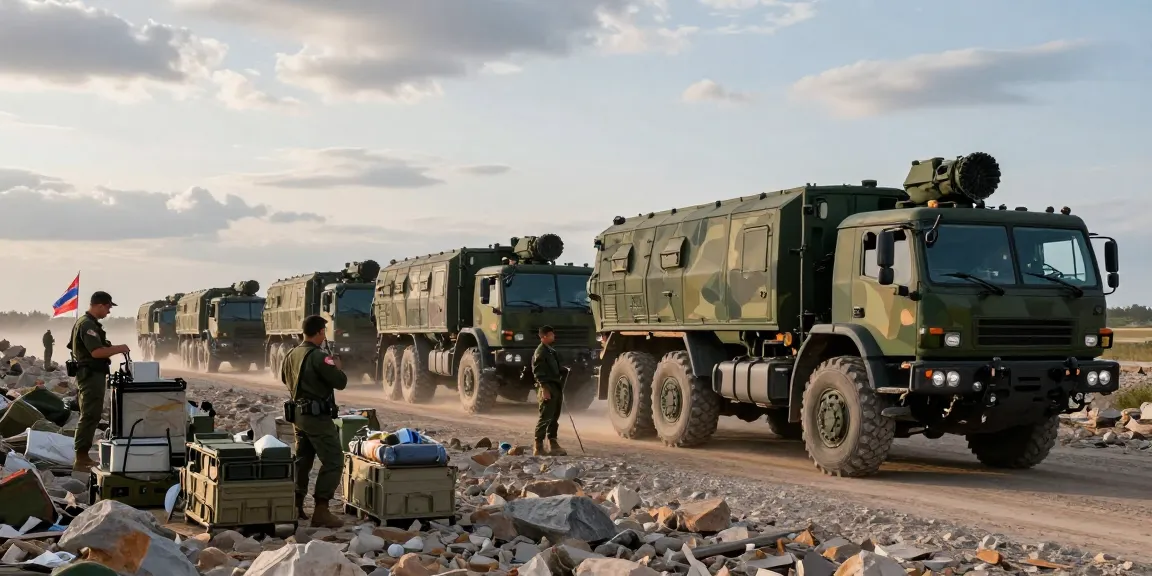 88M motor transport operators coordinating military vehicle operations on rugged terrain, showcasing teamwork and logistics.