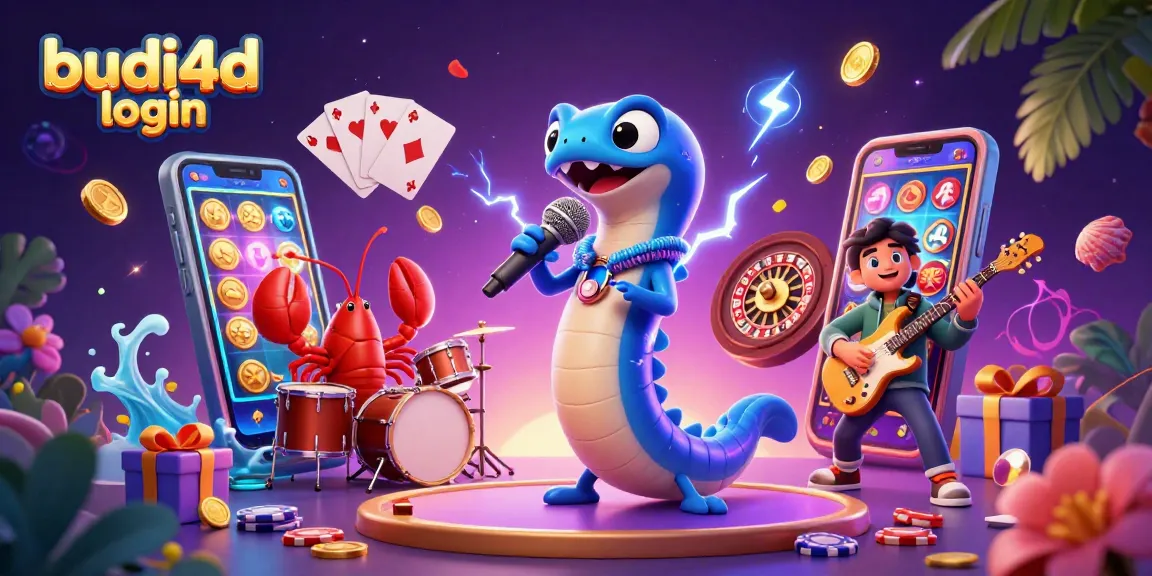 Experience the thrilling performance of budi4d login with a 3D cartoon electric eel DJ at an underwater casino stage.