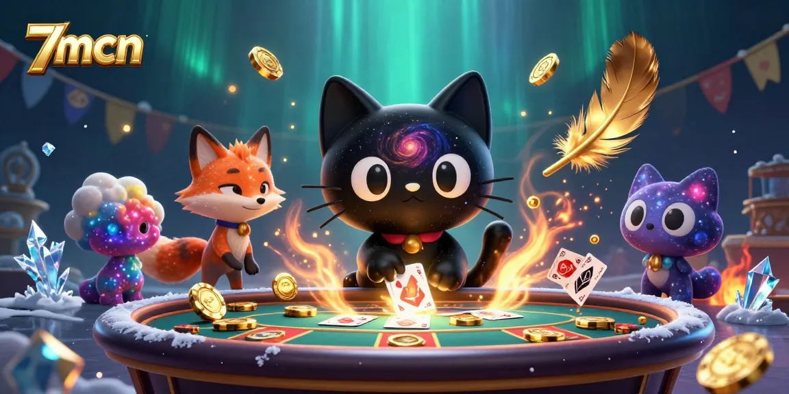 Experience the cosmic charm of 7mcn with a black hole cat and nebula fox mesmerizing casino elements.