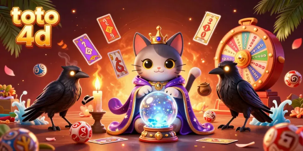 Gambarkan keberuntungan dengan toto 4d dalam suasana kasino yang penuh warna dan ceria.