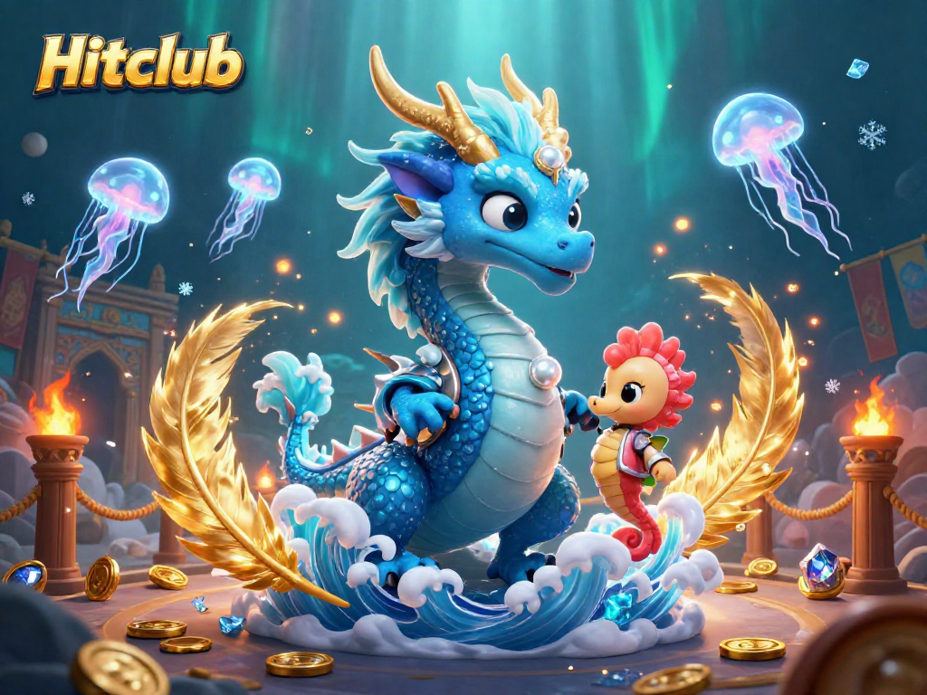 Engage with Hitclub's exhilarating underwater casino experience featuring a dragon, knight, and jellyfish.
