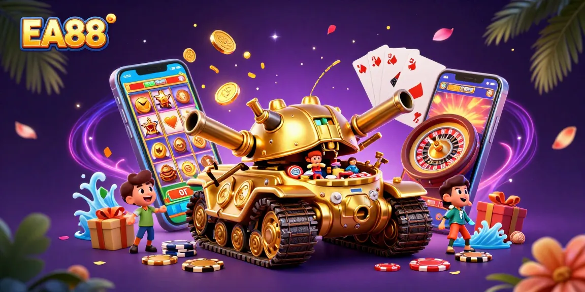 Experience excitement at EA88 with this vibrant illustration of a unique casino-themed beetle tank.