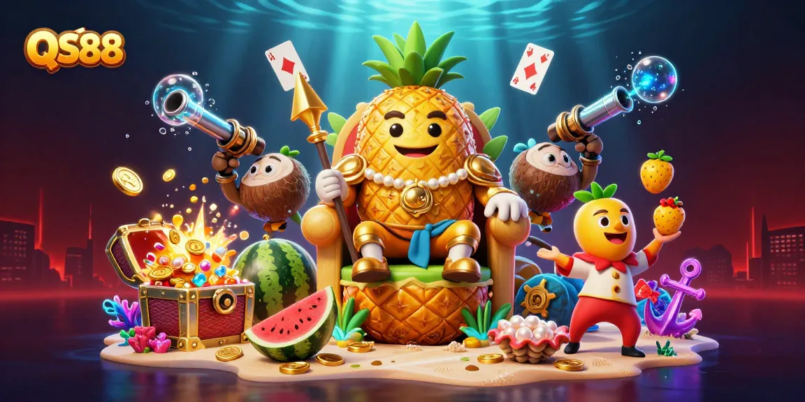 Experience the excitement of QS88 with vibrant characters and rich casino elements in a stunning 3D illustration.