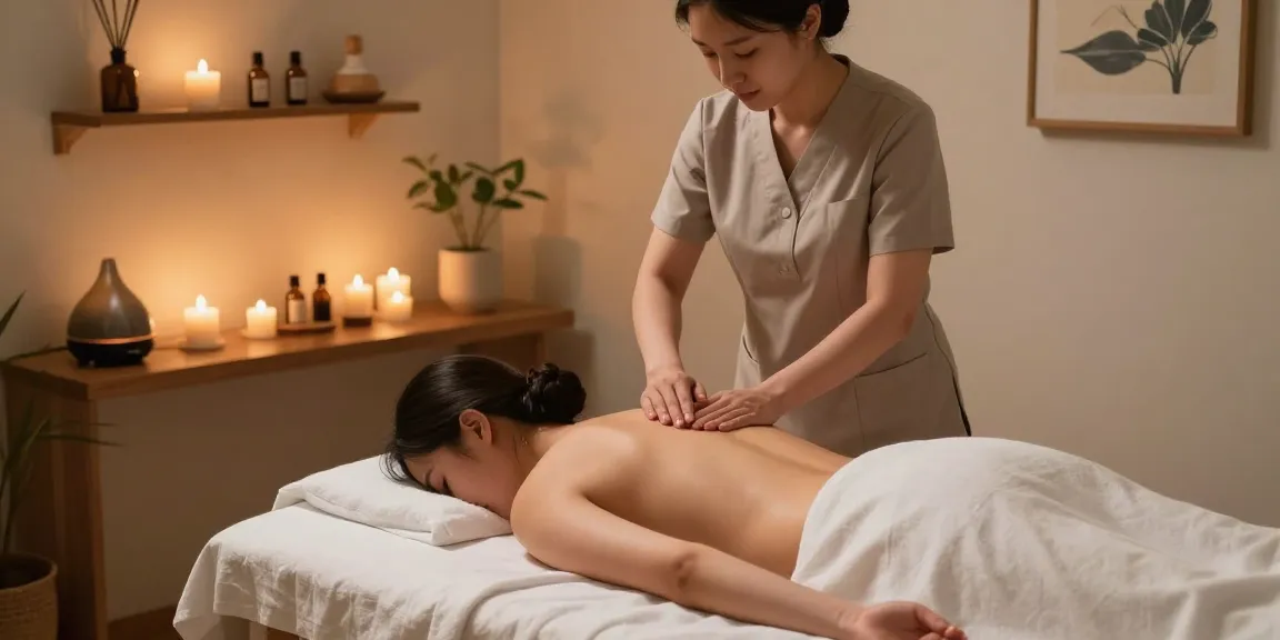마포출장마사지 therapy session in a serene massage room with calming ambiance.