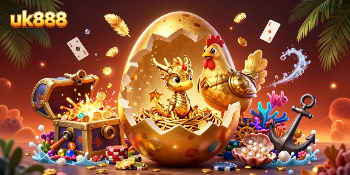 Join the excitement at uk888 with a golden dragon emerging from coins and cards!
