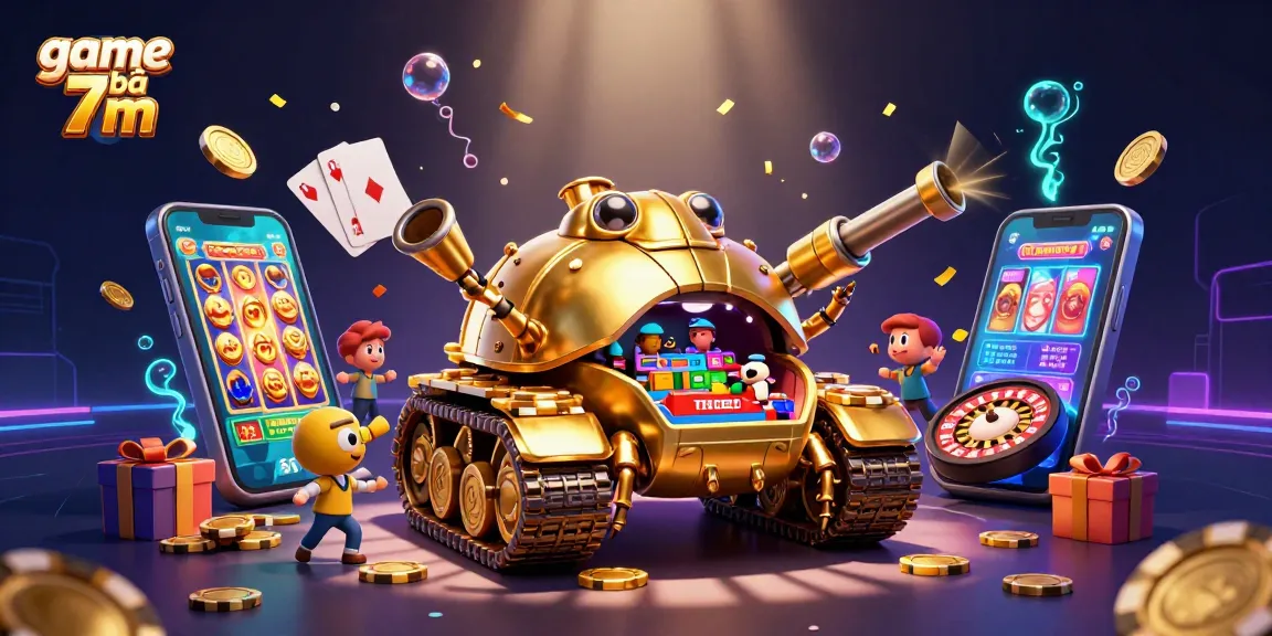 Experience game bài 7m action in a vibrant 3D casino scene, packed with colorful elements and excitement.