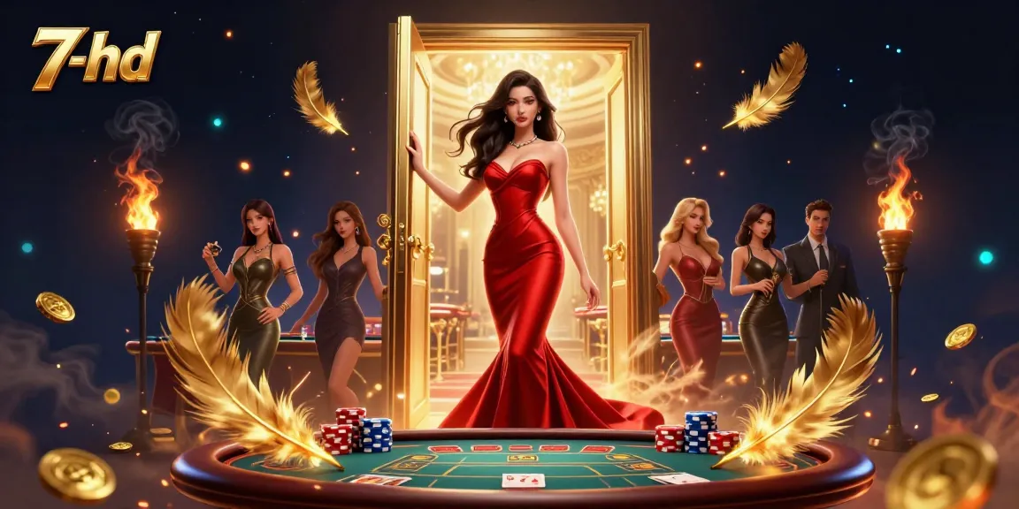 Experience thrilling gameplay with 7-hd in a vibrant online casino setting featuring a stylish Asian woman.