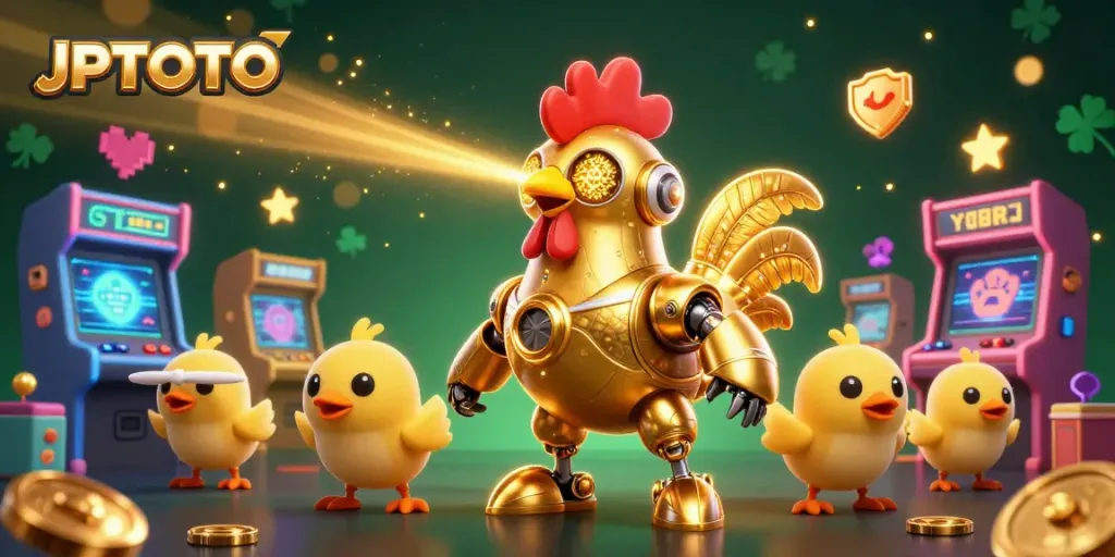 Engage with JPTOTO's thrilling casino adventure featuring vibrant gaming elements and 3D characters.