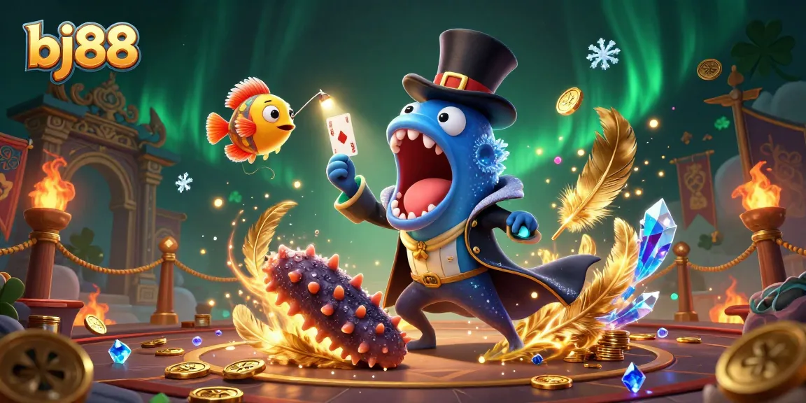 Experience the excitement of bj88 as sea creatures perform a captivating magic act in a vibrant casino atmosphere.