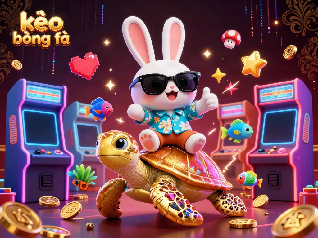 Engage with kèo bóng đá's exciting world through playful characters celebrating winnings in a vibrant casino scene.