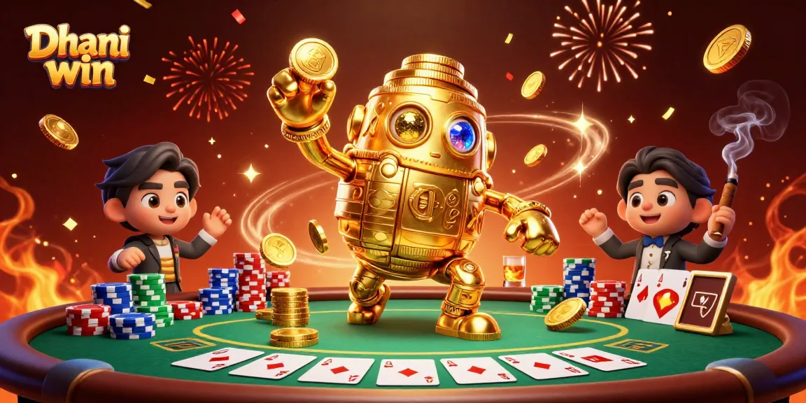 Dhani win players engaging in an exciting poker scene with golden golem and vibrant casino elements