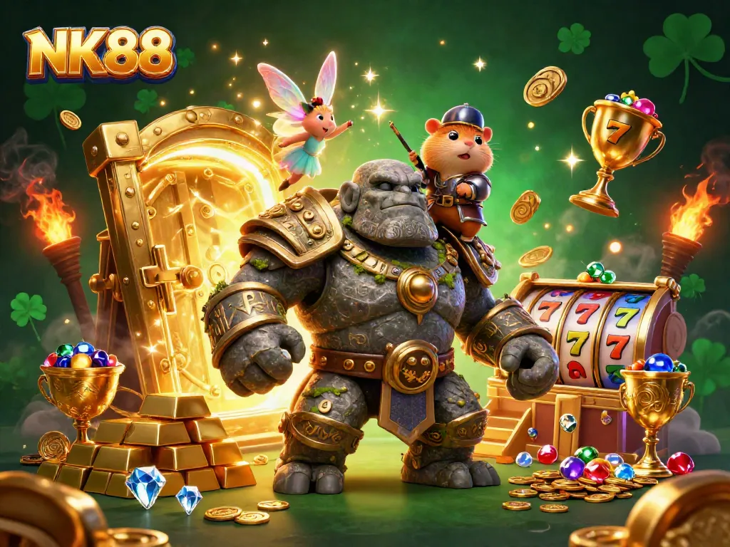 Experience enchanting gaming moments with NK88, a mystical casino adventure illustration.