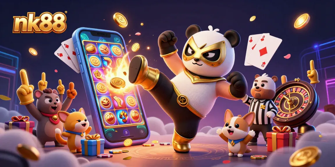 Engage with nk88 and enjoy thrilling casino games, featuring wild characters and vibrant casino elements.