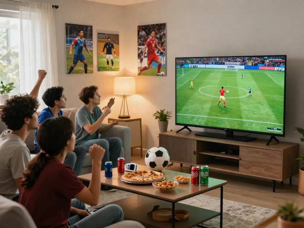Xoilactv live soccer viewing with friends enjoying a match.