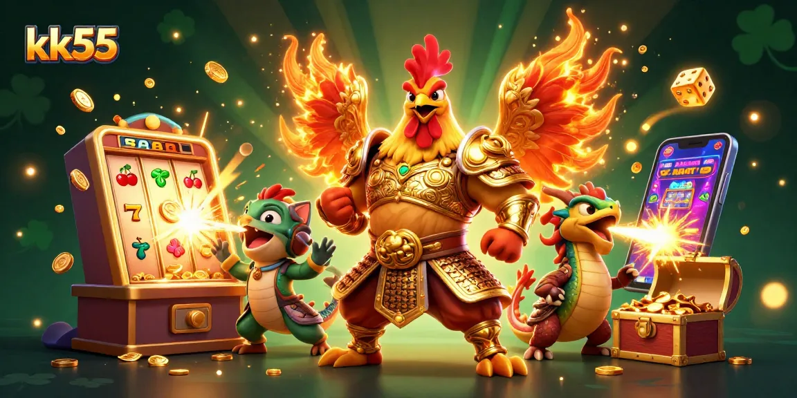 Experience thrilling gaming at kk55 with a vibrant scene showcasing fierce warriors and jackpot excitement.