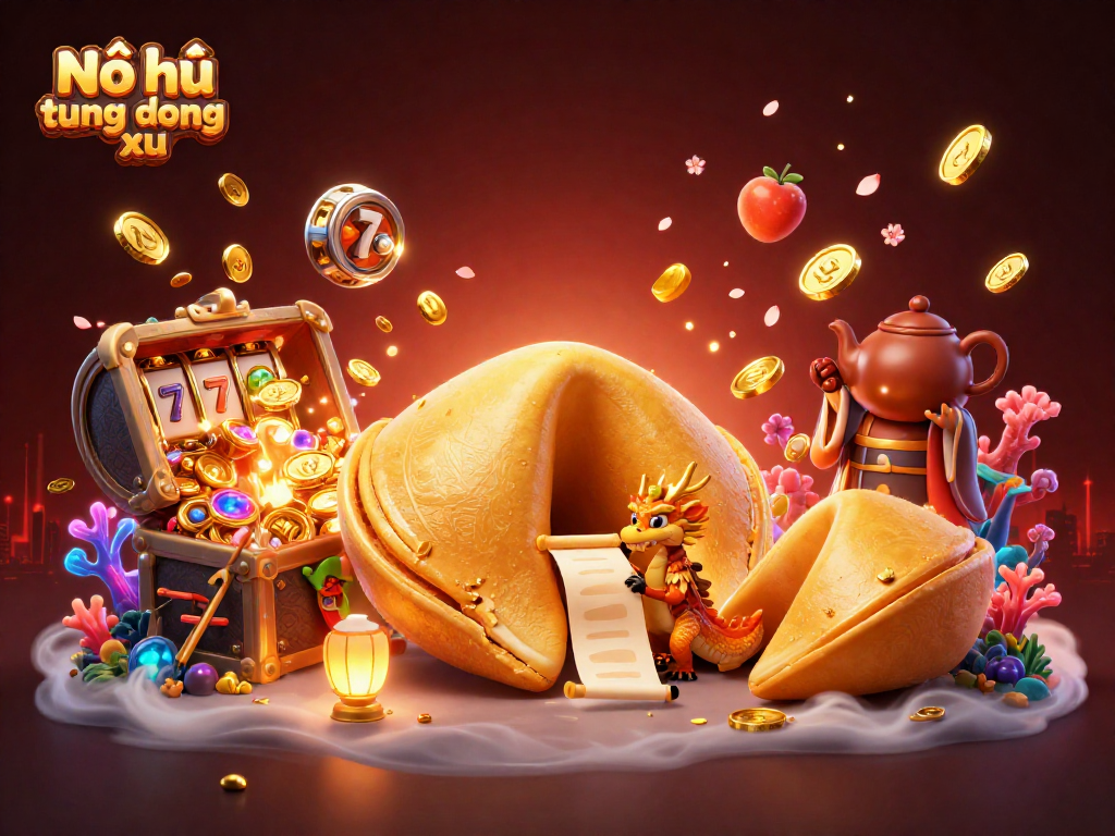 Engage in Nổ hũ tung đồng xu with vibrant casino elements and dynamic 3D characters.