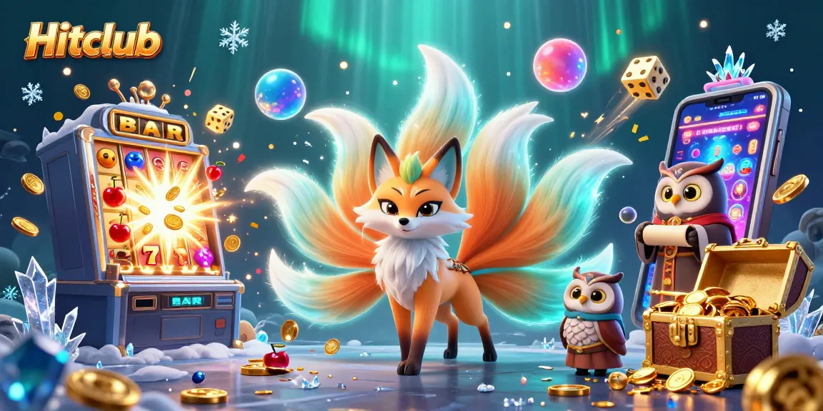 Hitclub showcases an exhilarating jackpot explosion around a mystical nine-tailed fox and wise owl.
