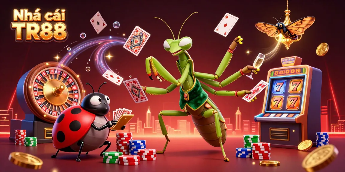 Experience the excitement at Nhà cái TR88 with a lively casino scene featuring animated characters and vibrant gameplay elements.