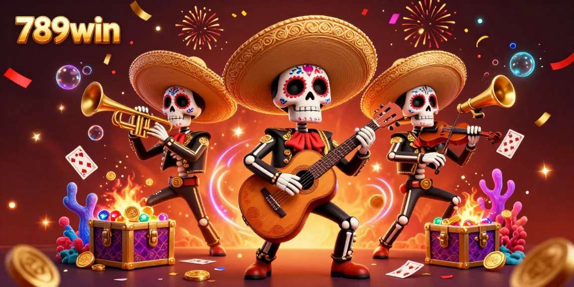 Spin to win with 789win in this vibrant casino-themed Dia de los Muertos illustration!