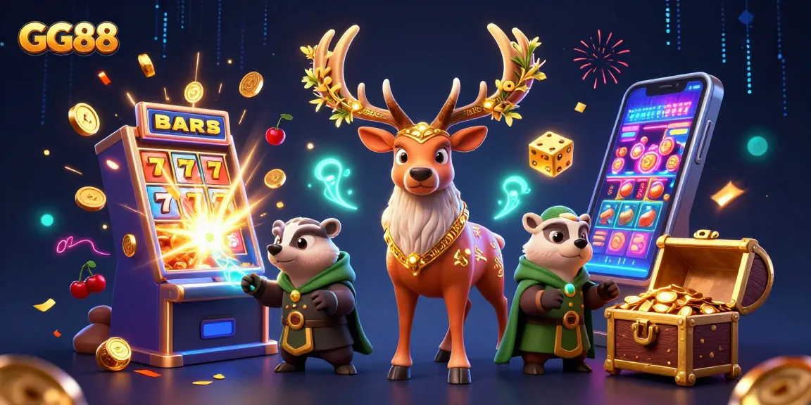 Spin to win with GG88 in this vibrant 3D casino scene bursting with excitement.