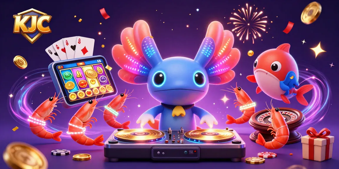 KJC enhances your gaming experience with a vibrant 3D casino illustration featuring dynamic gameplay elements.