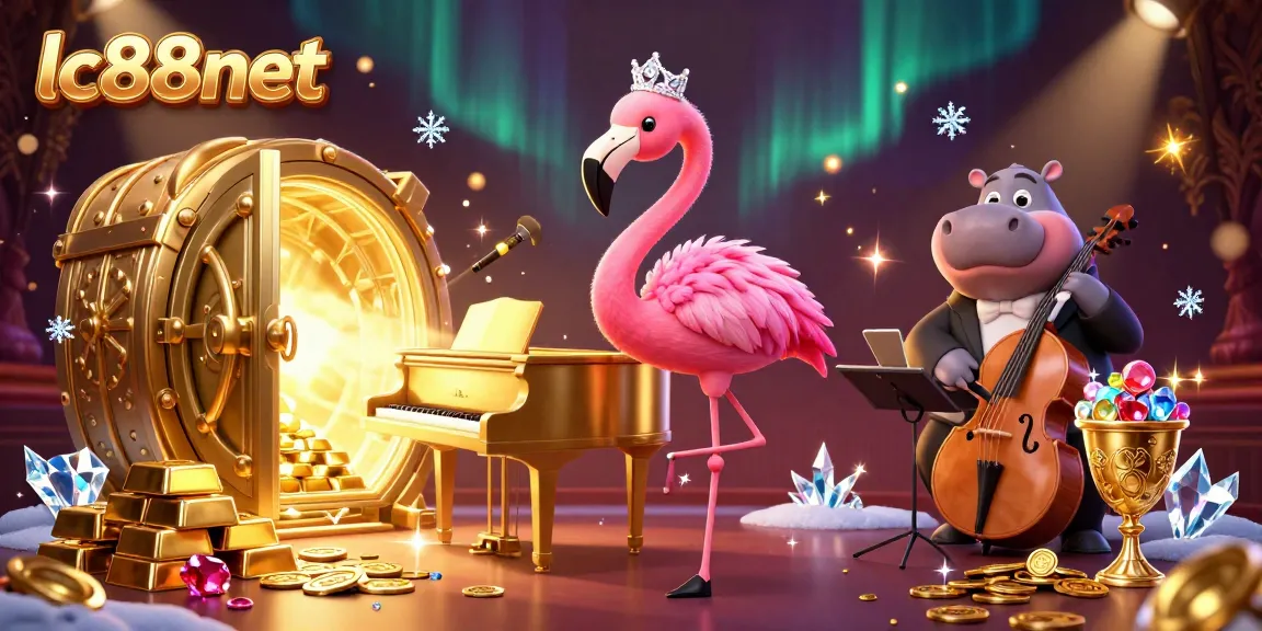 Experience the excitement at lc88net's vibrant casino scene with dazzling treasures and lively characters.