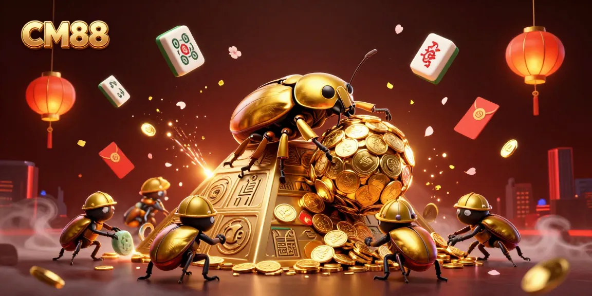 Engage with CM88, where the golden dung beetles roll coin balls to victory in a vibrant casino world.