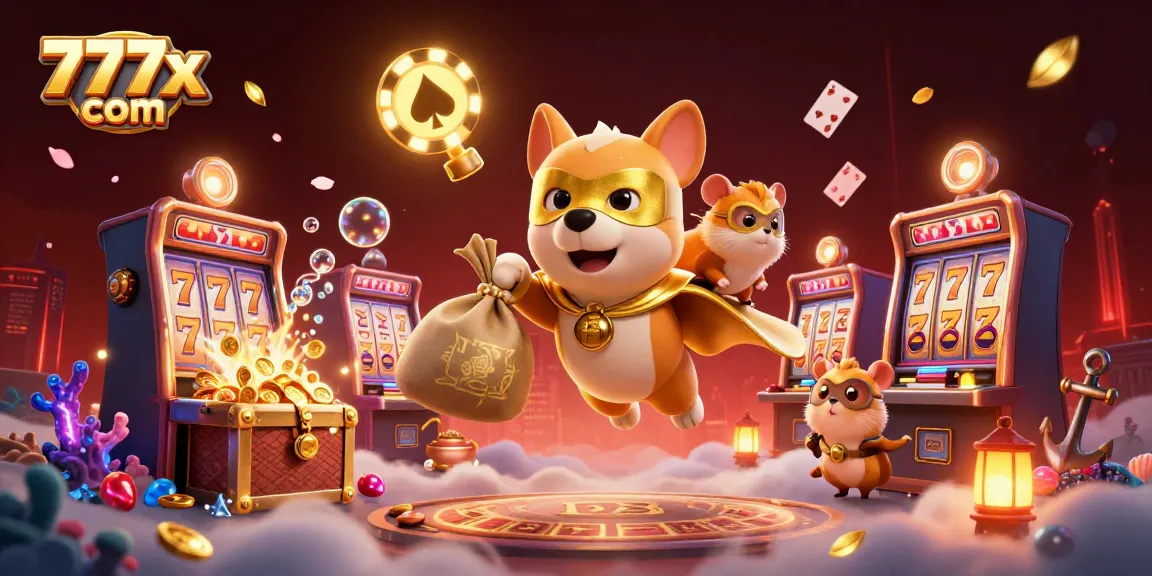 Win big with 777x com as a superhero dog soars through an exciting casino adventure.