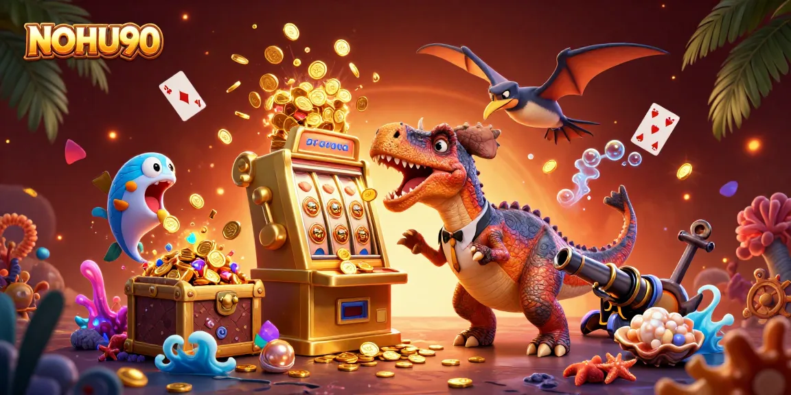 NOHU90 exploring thrilling slot machines with exciting gameplay and vibrant rewards in a dynamic casino scene