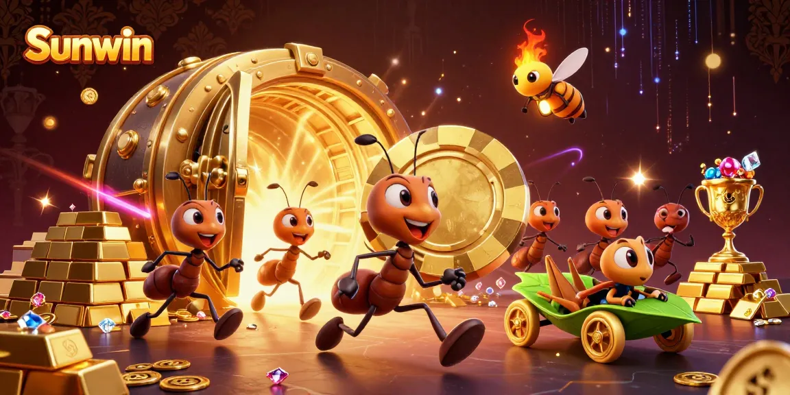 Engage in exciting gaming adventures with Sunwin's vibrant 3D illustration depicting an epic heist.