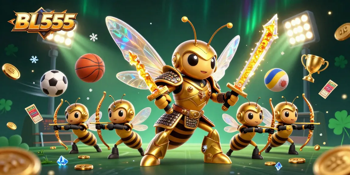 Engage with the animated BL555 scene showcasing vibrant casino experiences amidst dynamic sports elements.