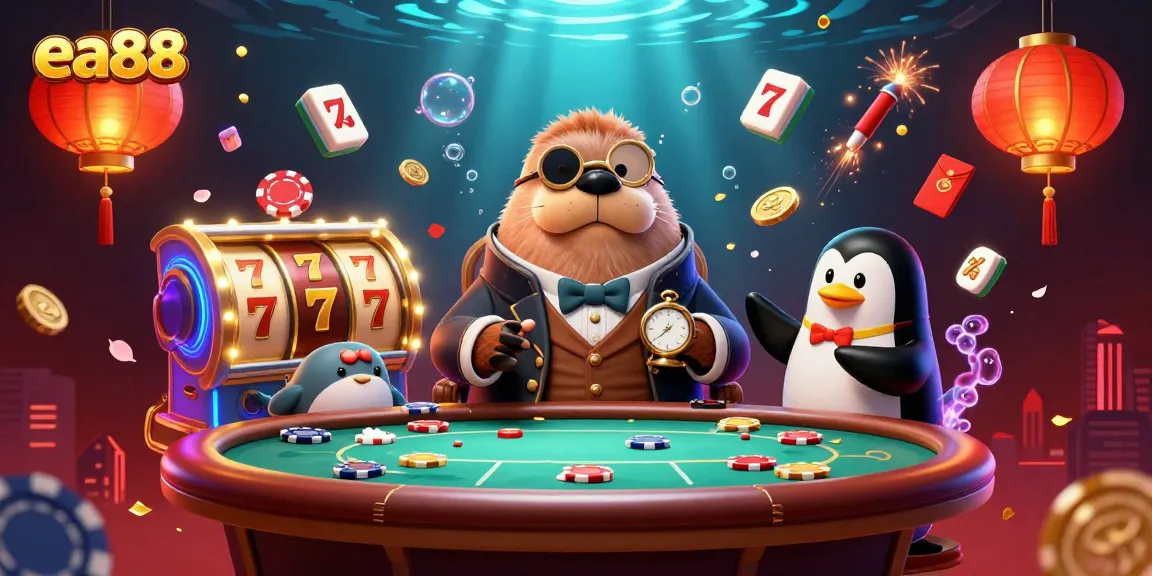 Experience thrilling gaming at ea88 with vibrant slot reels and underwater characters in action.