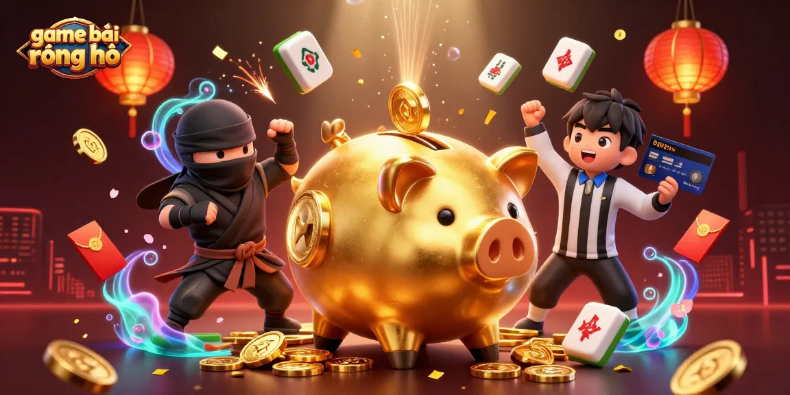 Experience the excitement of game bài rồng hổ with dynamic characters and casino elements in an immersive scene.