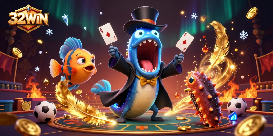 Engage with 32WIN's thrilling sports betting magic featuring a deep-sea eel and anglerfish.