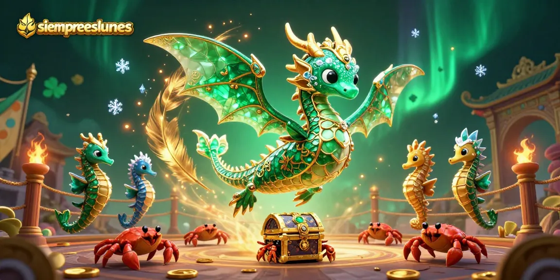 Experience thrilling bets with siempreeslunes, featuring a sea dragon and treasure in a vibrant casino setting.