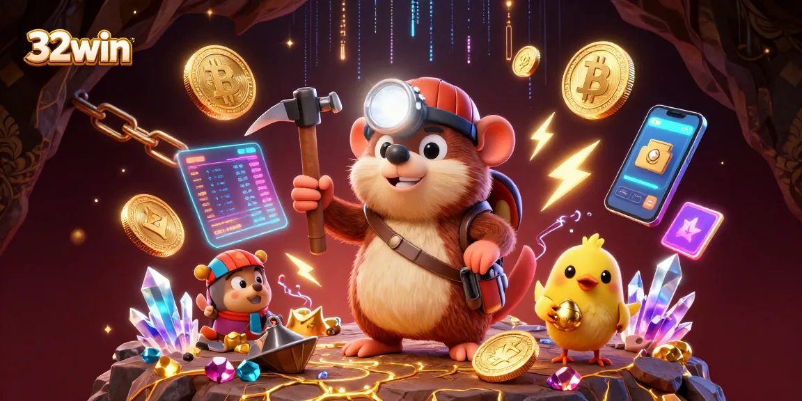 Bet on 32win's exciting casino adventures with vibrant visuals and glowing gold elements.