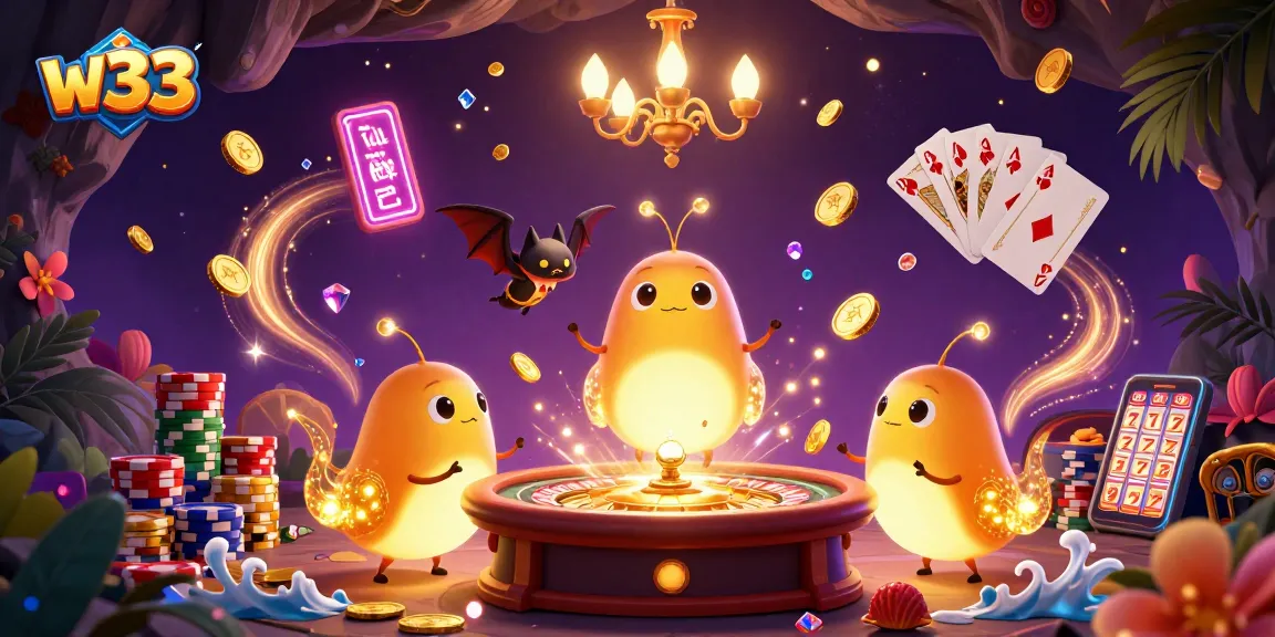 Win big with exciting games at w33 Casino featuring vibrant glowworms and dynamic gameplay elements.