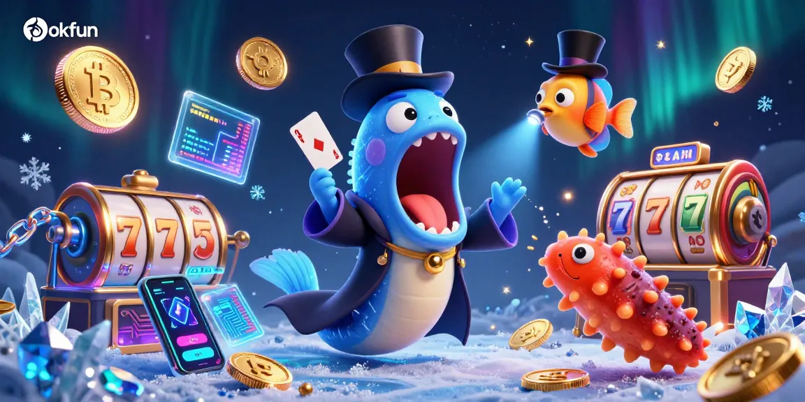 Engage with exciting casino fun at okfun with a deep-sea magic show featuring characters and crypto elements.
